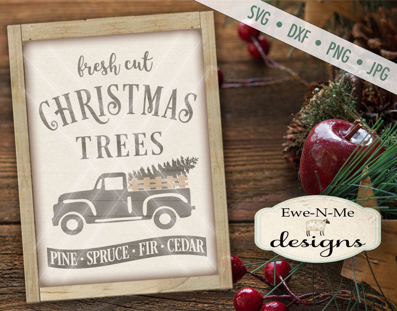 Fresh Cut Trees Old Truck Side Rails - SVG