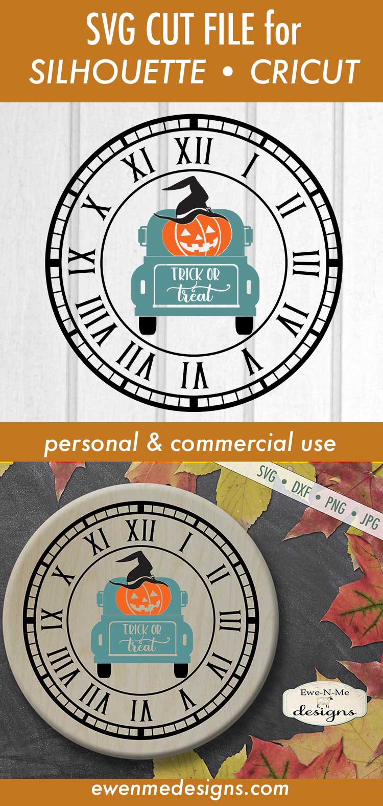 Halloween Clock Face - Trick or Treat Truck - SVG