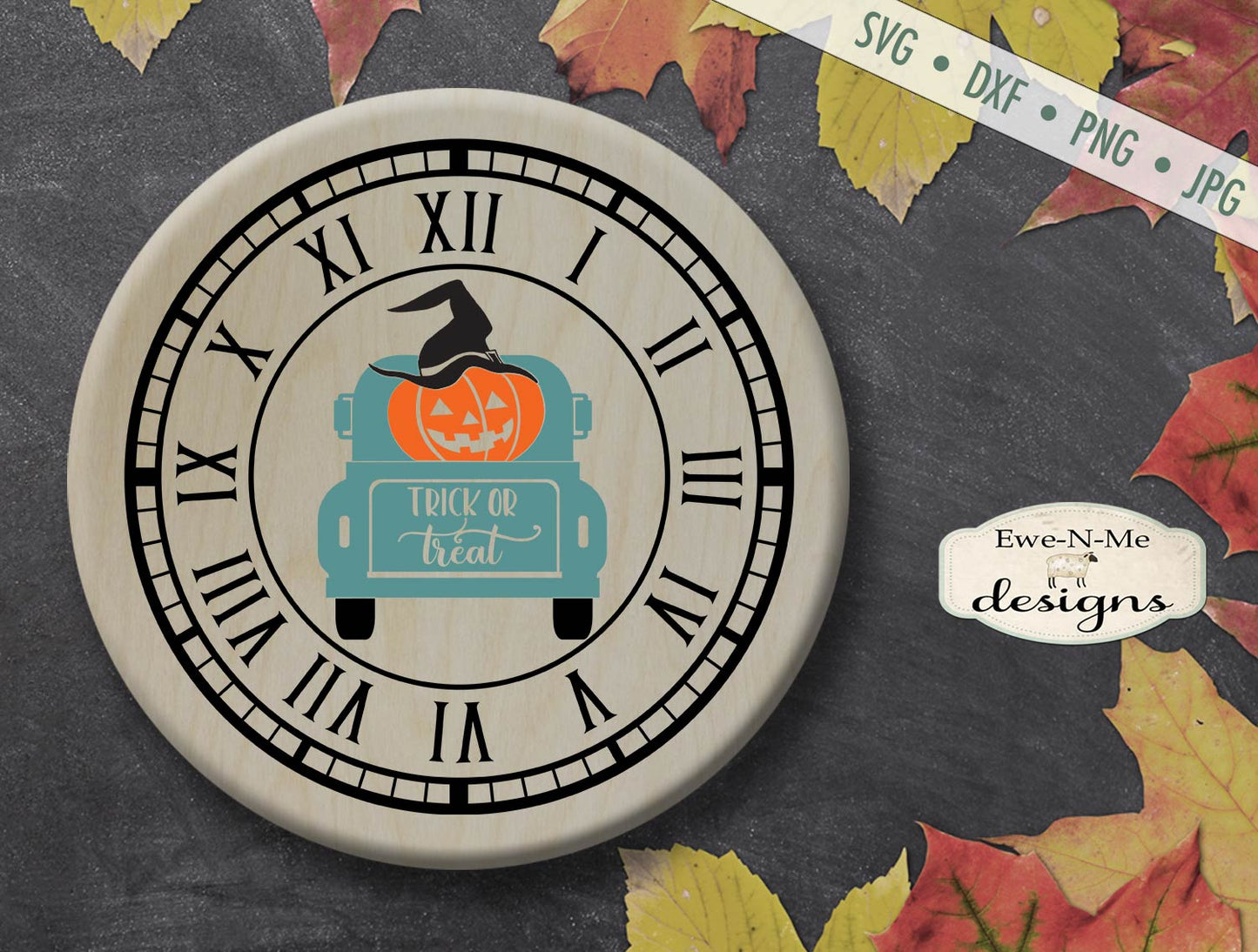 Halloween Clock Face - Trick or Treat Truck - SVG