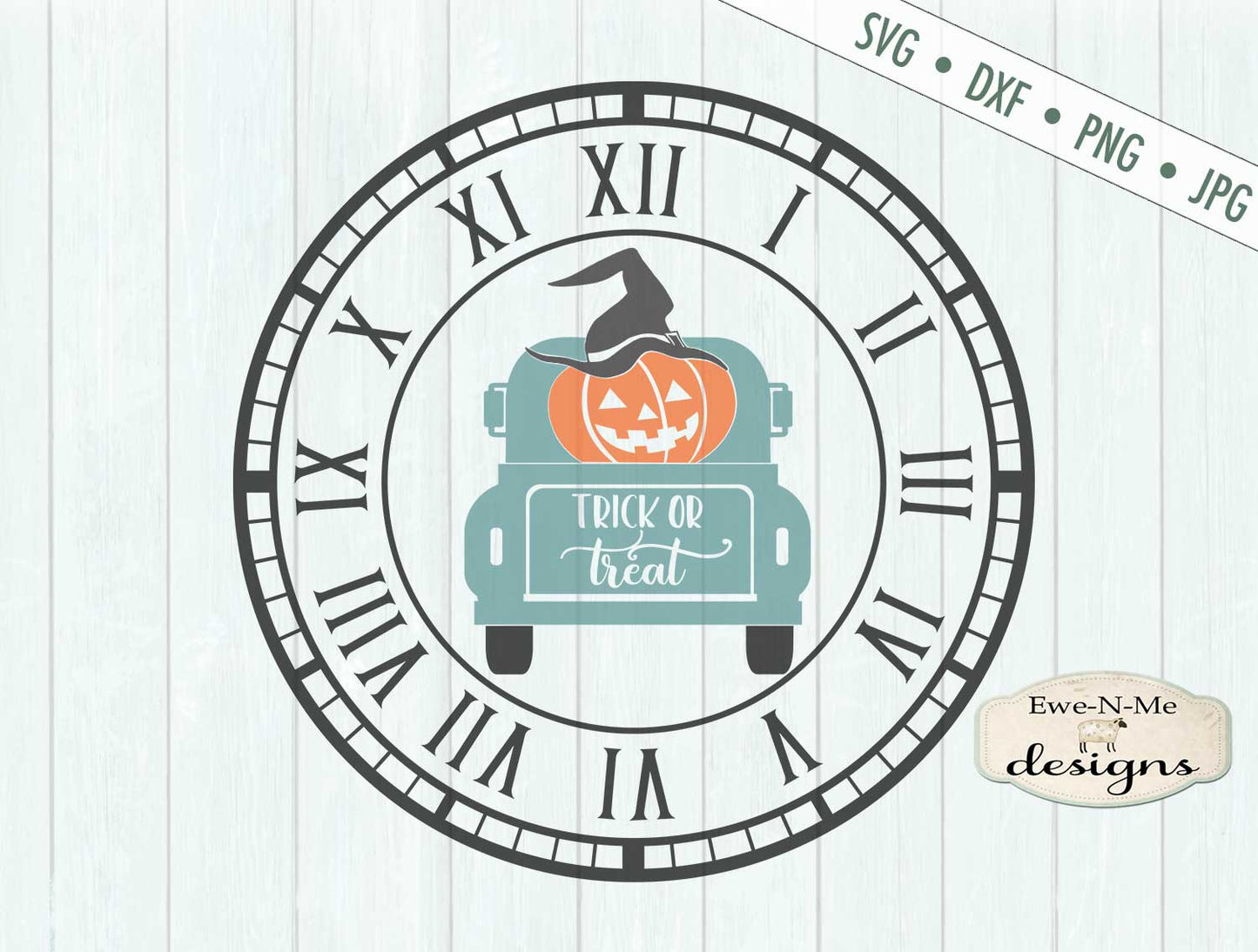Halloween Clock Face - Trick or Treat Truck - SVG