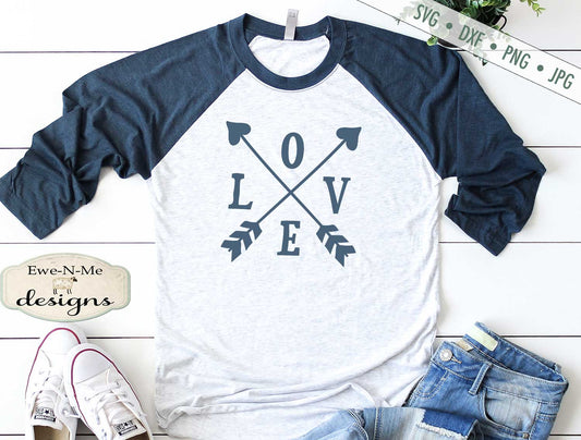 Love - Crossed Arrows - Valentine - SVG