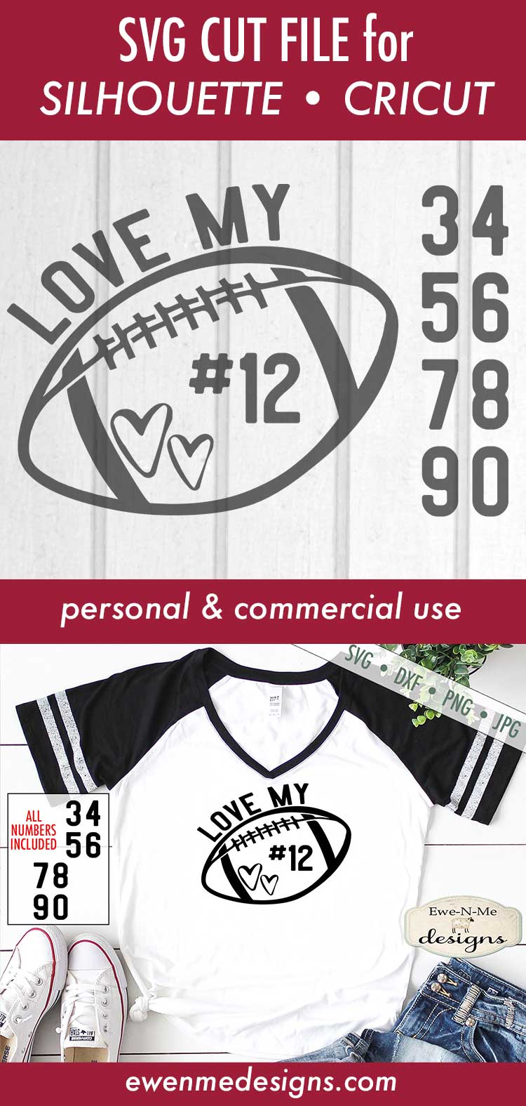 Love My Football Player - With Numbers - SVG