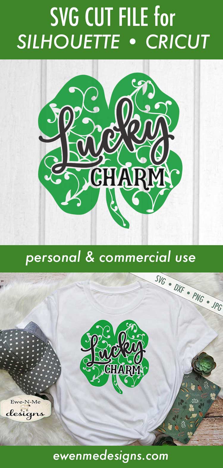 Lucky Charm Shamrock with Vines - SVG