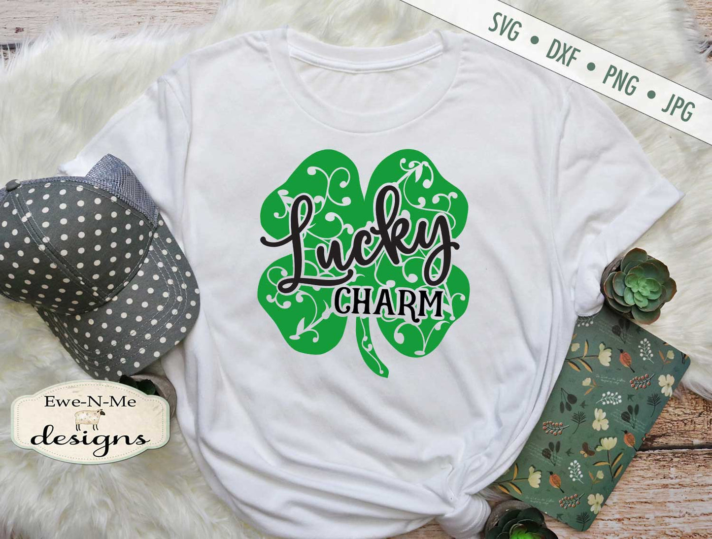 Lucky Charm Shamrock with Vines - SVG