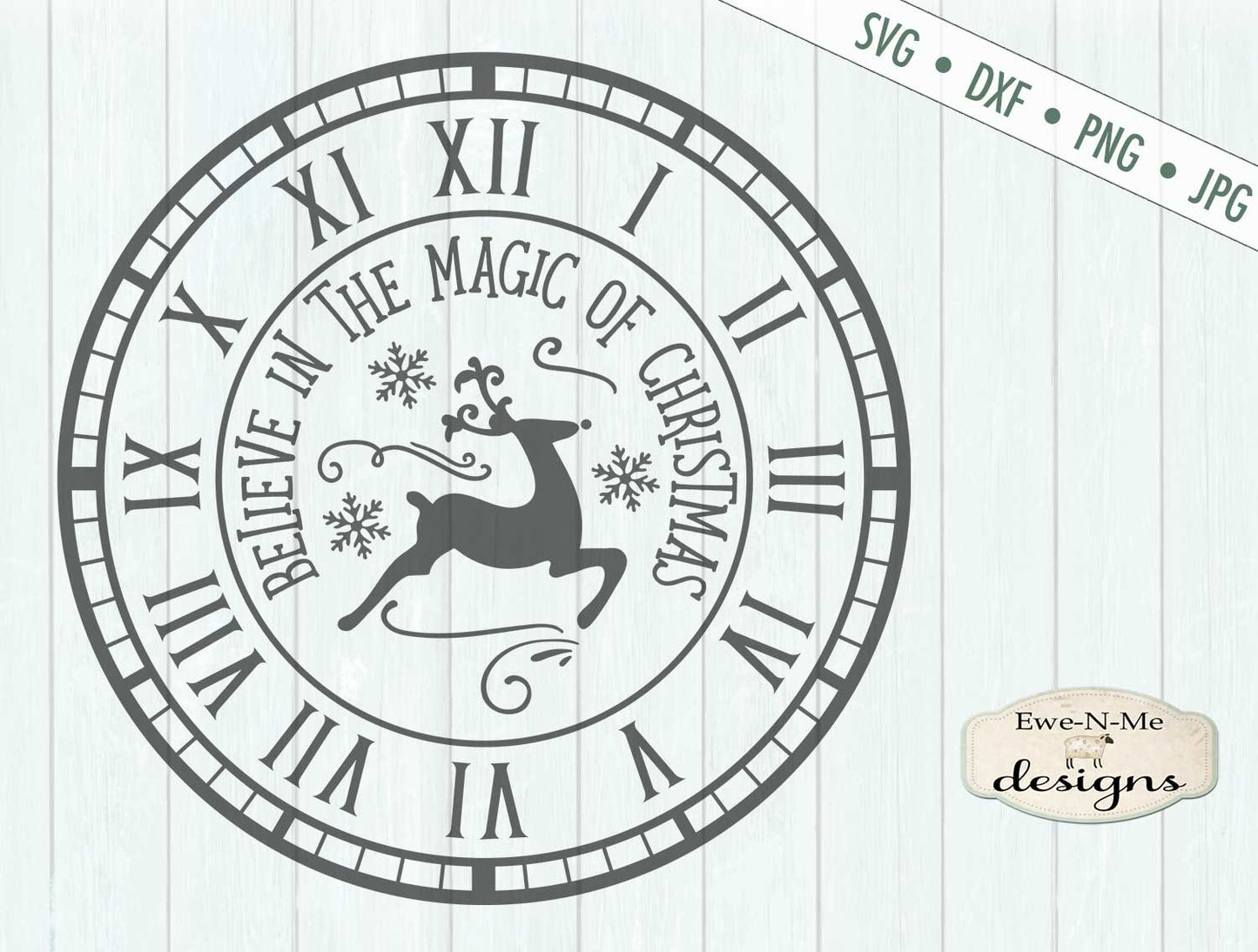 Christmas Clock Face - Believe In Magic - SVG