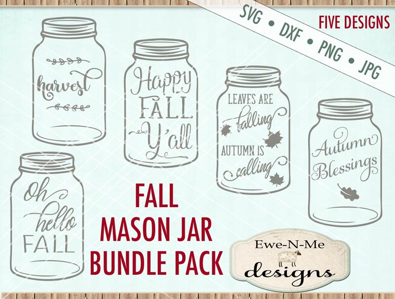 Fall Mason Jar Bundle Pack - SVG