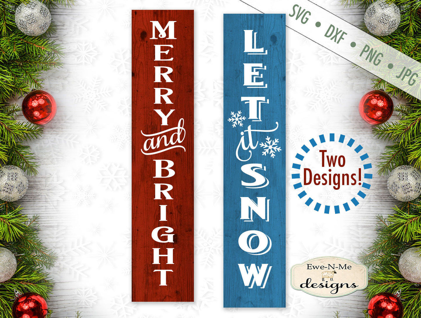Merry & Bright - Let It Snow Vertical - SVG