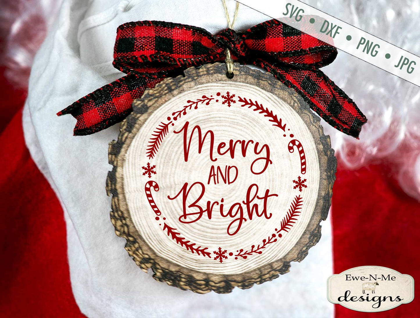 Merry and Bright - Christmas - Wreath - SVG