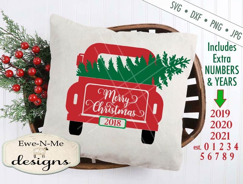 Back of Truck Merry Christmas - SVG