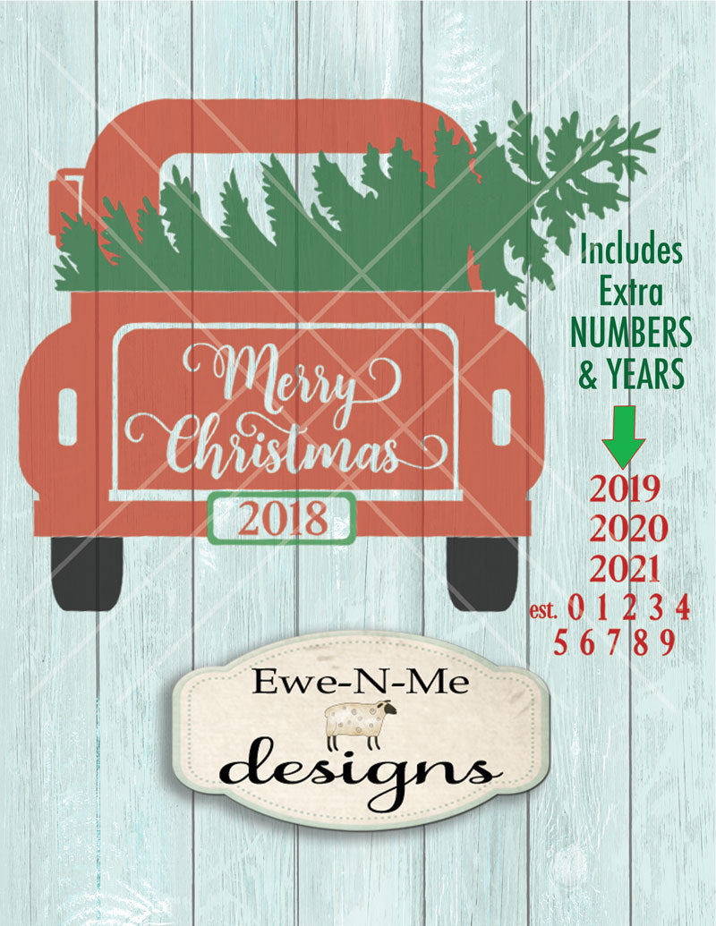 Back of Truck Merry Christmas - SVG