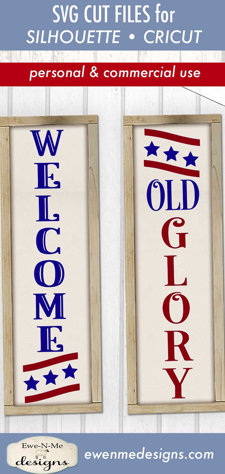 Old Glory Patriotic Vertical  - SVG