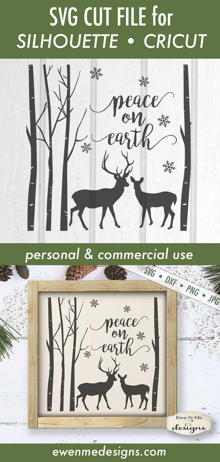 Peace on Earth Deer Woods - SVG