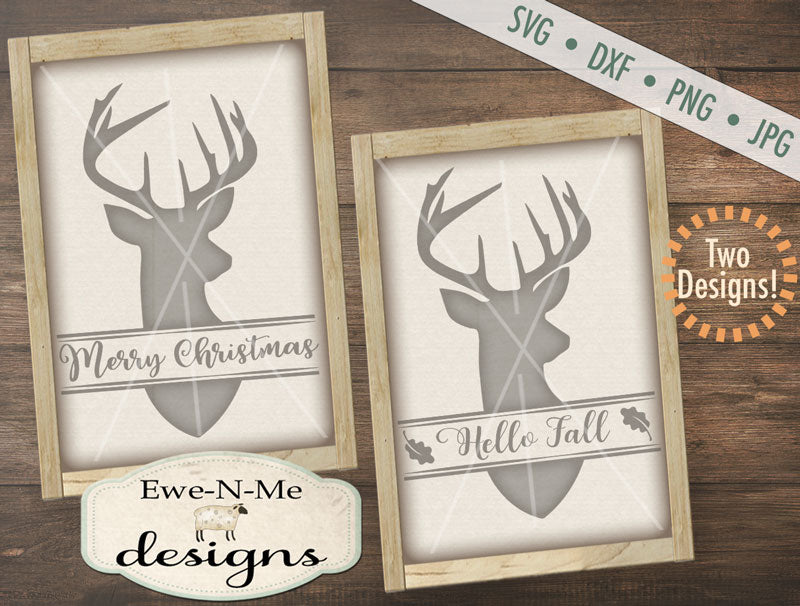 Split Deer Christmas Fall - SVG