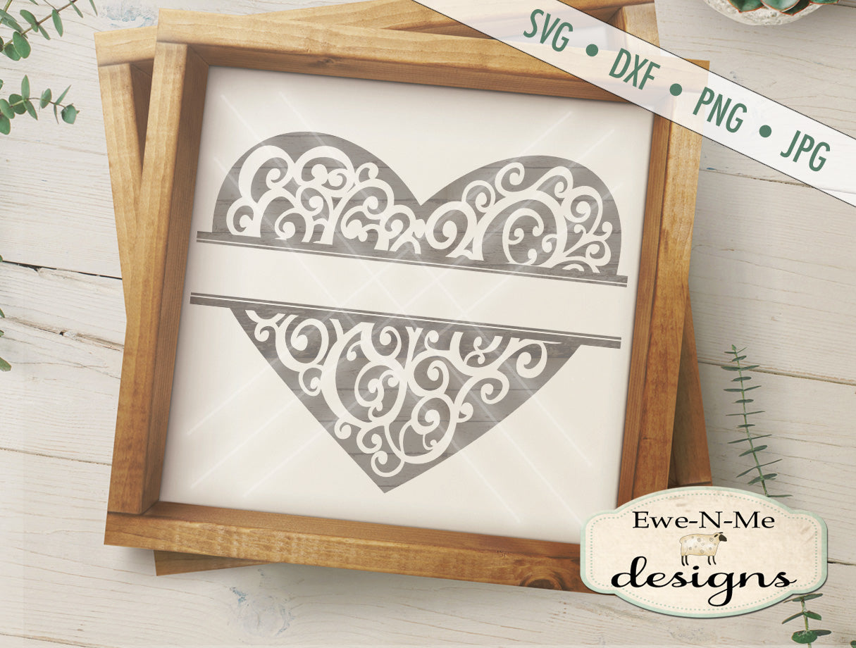 Split Heart with Swirls - SVG