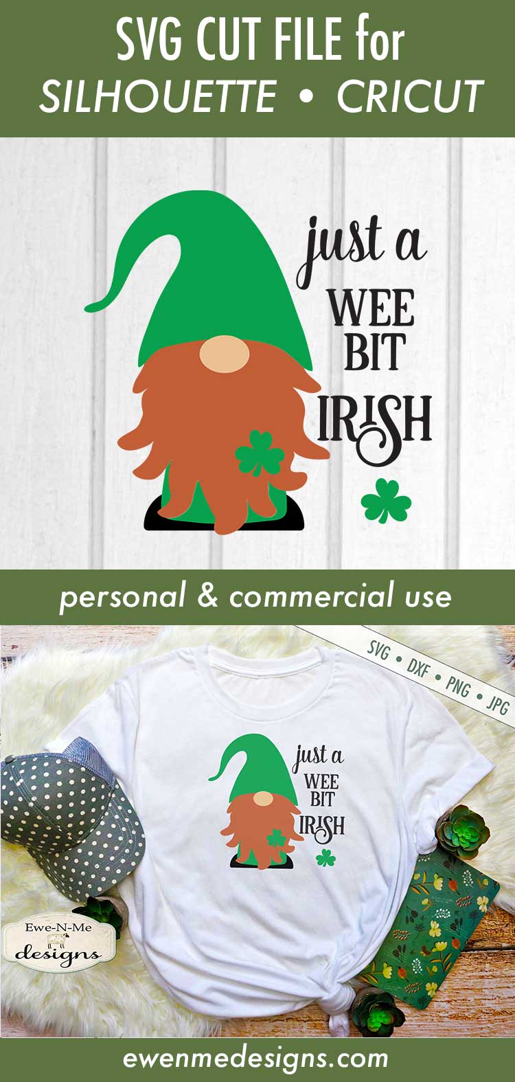 Shamrock Gnome - Wee Bit Irish - St Patricks Day - SVG