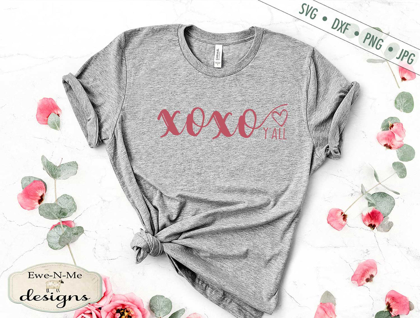 xo xo Yall  - Valentine Heart - Hugs Kisses - SVG