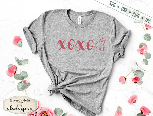 xo xo Yall  - Valentine Heart - Hugs Kisses - SVG