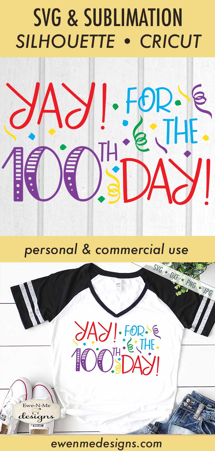 Yay for the 100th Day - School - Teacher - SVG