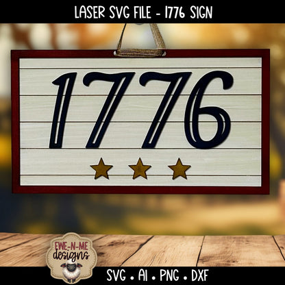 1776 Patriotic Sign | Laser Cut SVG File