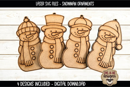 Snowman Ornaments | 4 Laser Cut SVG Files