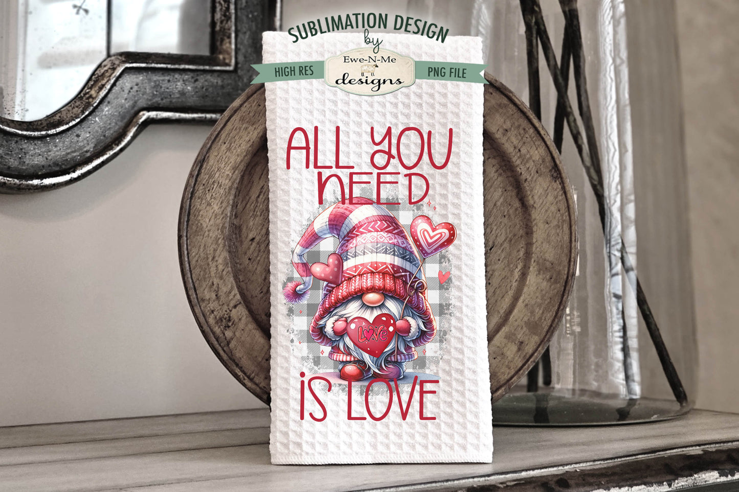 Valentine Gnome - Bundle of 5 - Kitchen Towel Sublimation Designs
