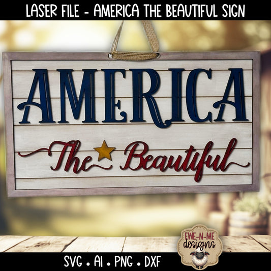 America The Beautiful Sign | Laser Cut SVG File
