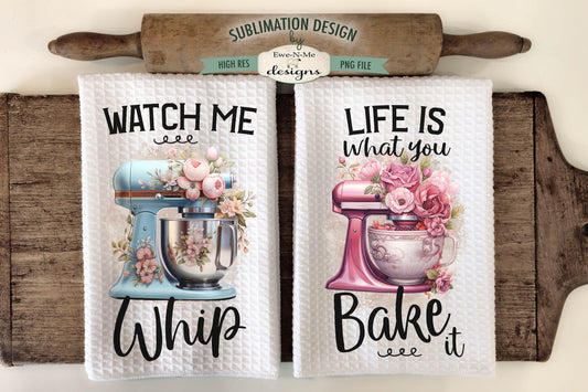 Floral Stand Mixers - Kitchen Towel Sublimation Designs