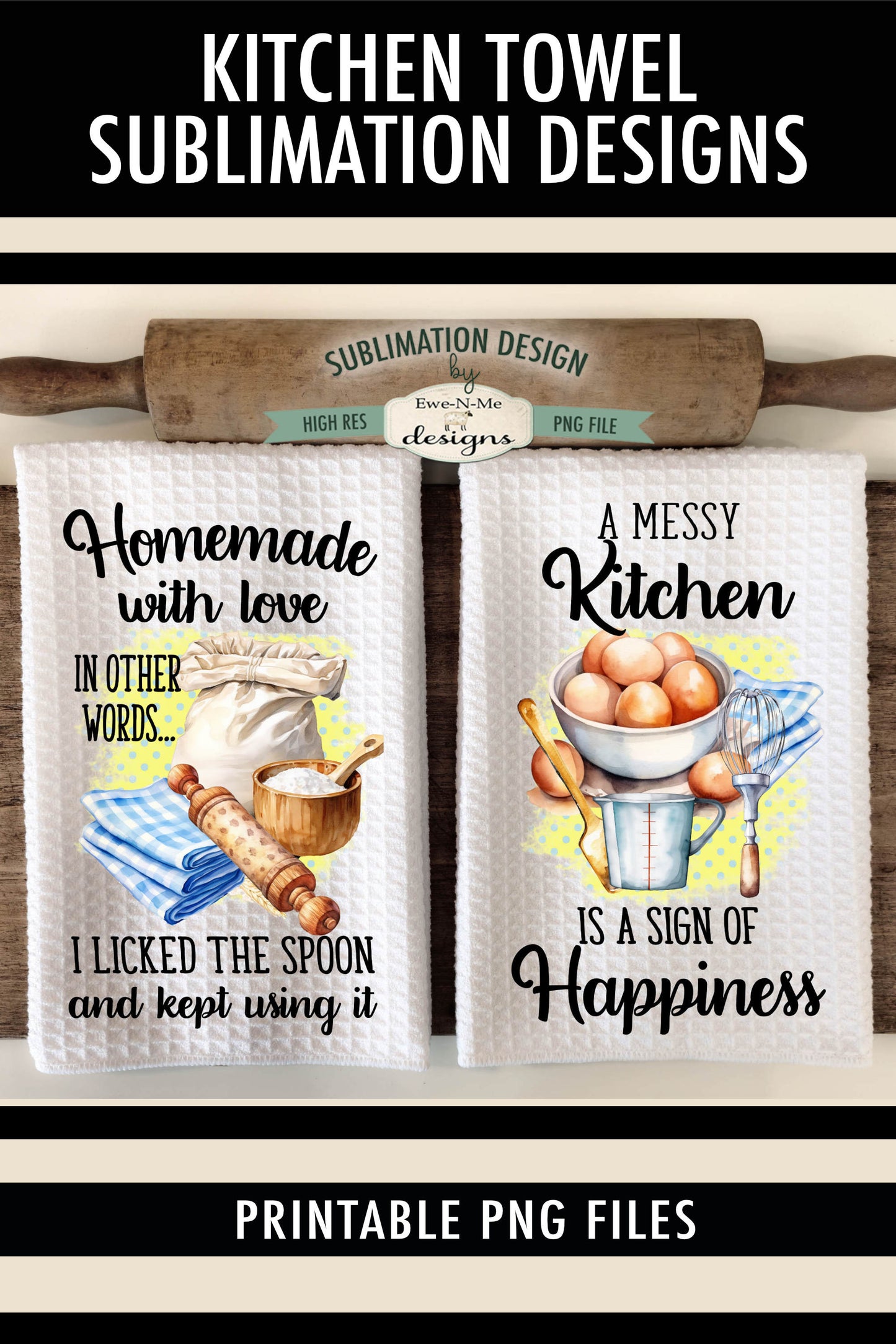 Funny Baking Themed - Kitchen Towel Sublimation Designs