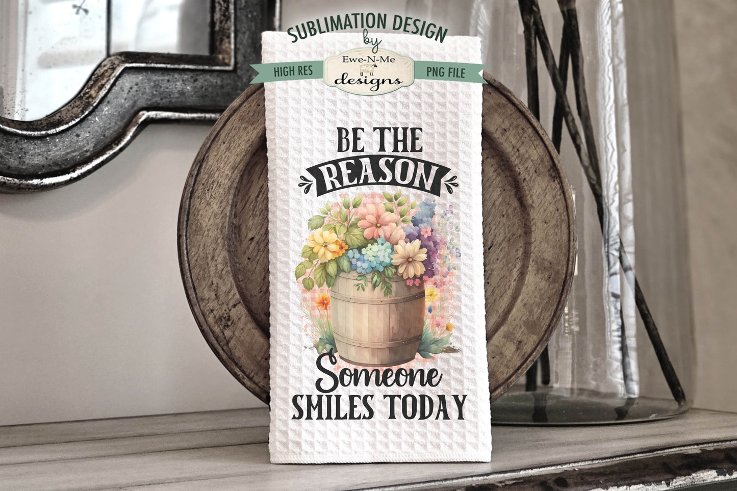 Flowers In Barrels - Kitchen Towel Sublimation Designs