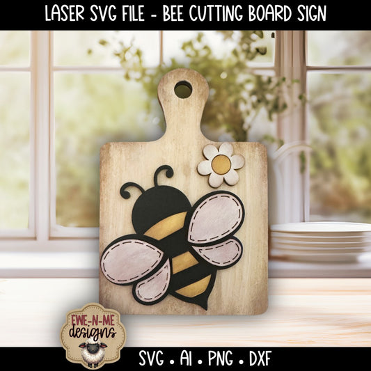 Bee Daisy Cutting Board Shelf Sitter | Laser Cut SVG File