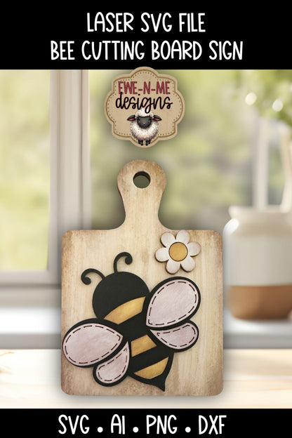 Bee Daisy Cutting Board Shelf Sitter | Laser Cut SVG File