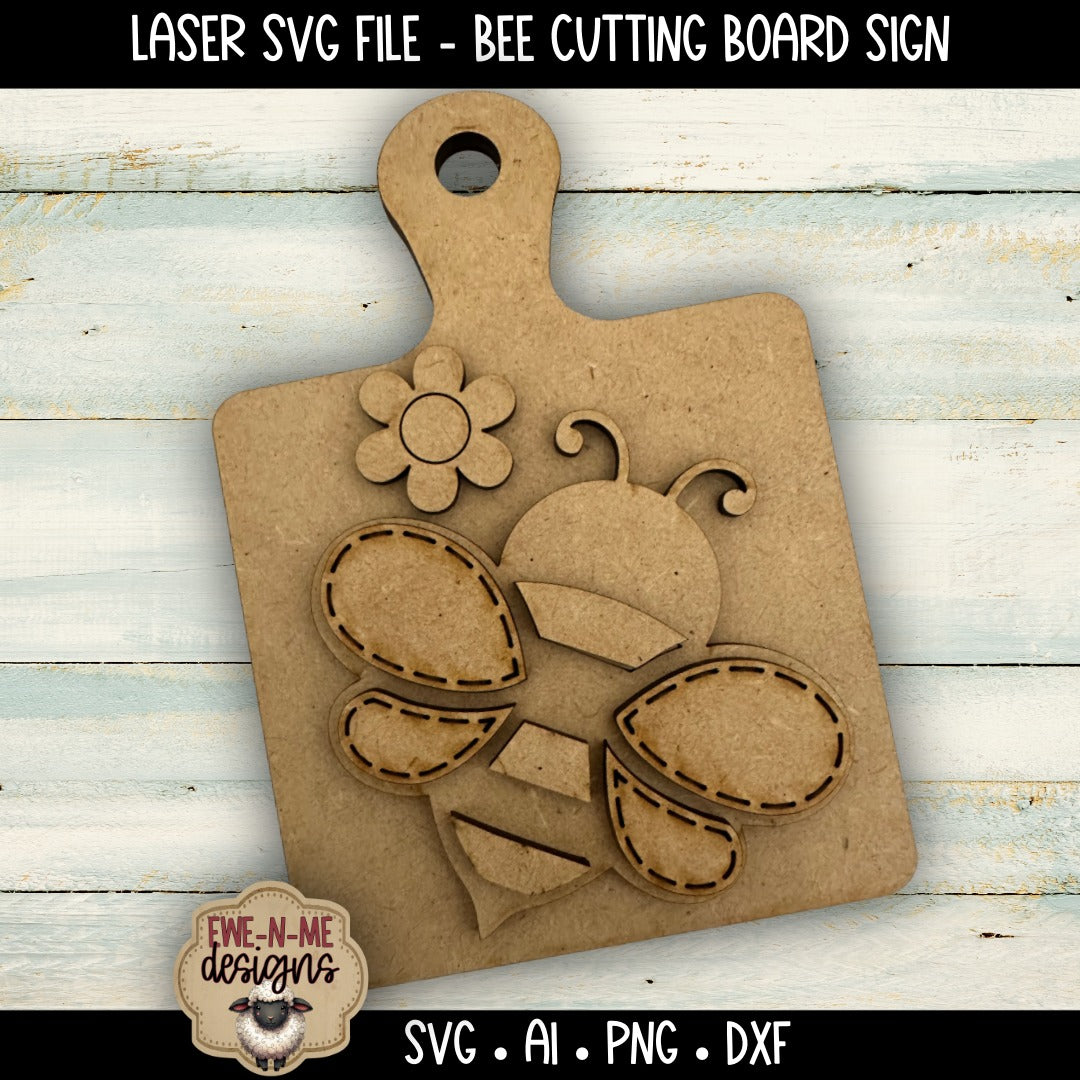 Bee Daisy Cutting Board Shelf Sitter | Laser Cut SVG File