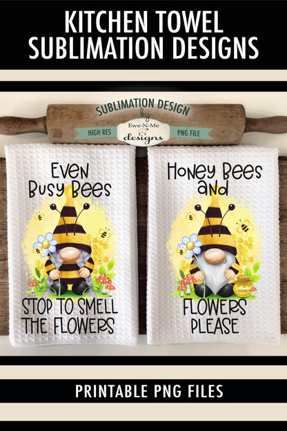Spring Bee Gnome - Kitchen Towel Sublimation Designs