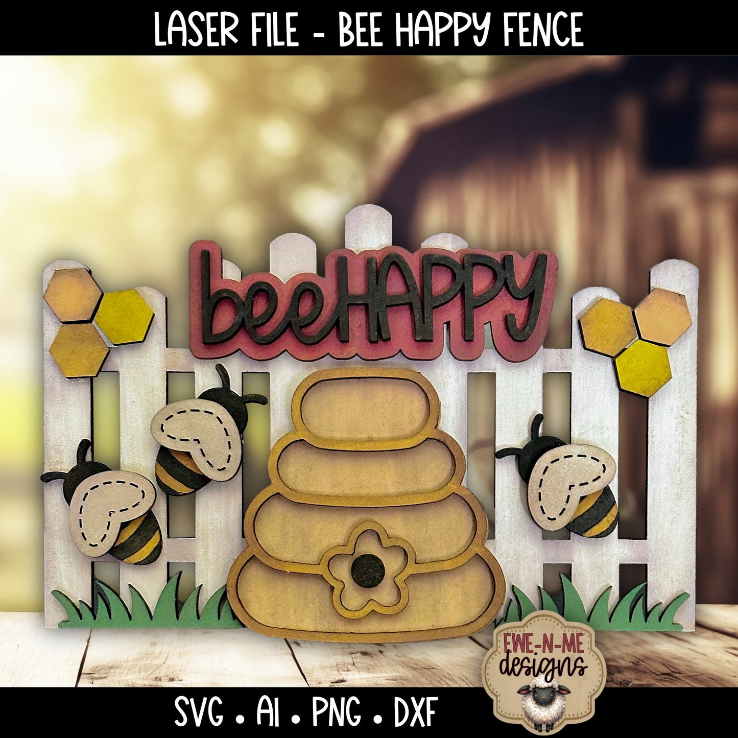 Bee Happy Fence | Laser Cut SVG File