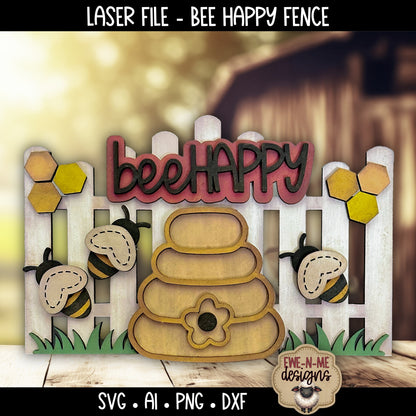 Bee Happy Fence | Laser Cut SVG File