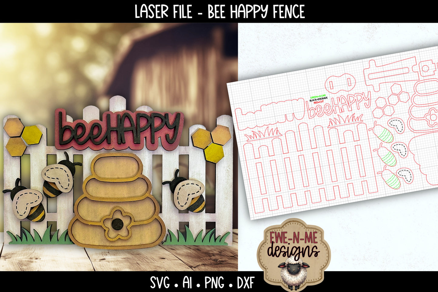 Bee Happy Fence | Laser Cut SVG File