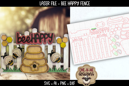Bee Happy Fence | Laser Cut SVG File