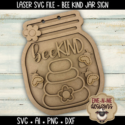 Bee Kind Jar Sign | Laser Cut SVG File