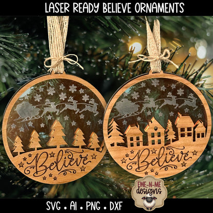 Laser Ready Believe Ornaments | Laser Cut SVG Files