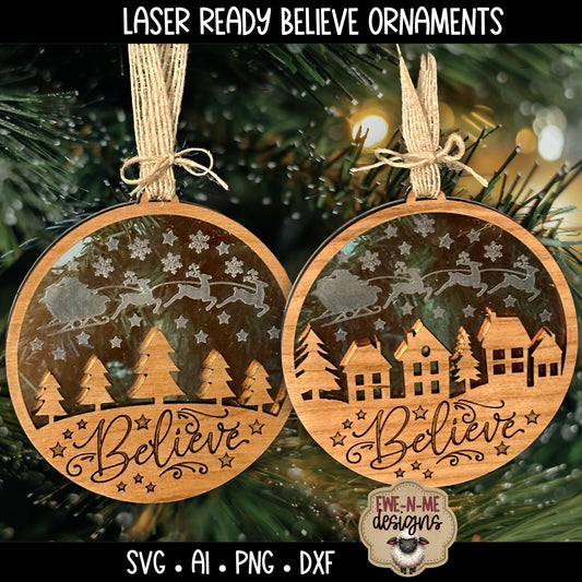 Laser Ready Believe Ornaments | Laser Cut SVG Files
