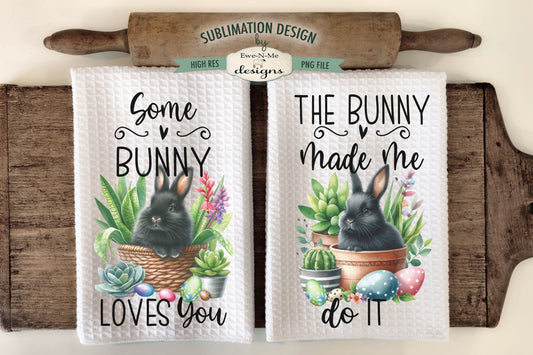 Easter Bunnies and Succulents - Kitchen Towel Sublimation Designs