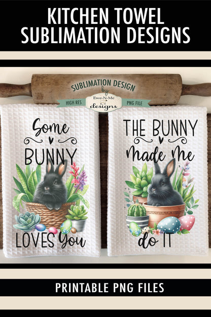Easter Bunnies and Succulents - Kitchen Towel Sublimation Designs