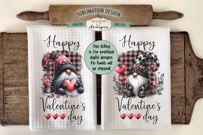 Pink Black Valentine Gnomes - Kitchen Towel Sublimation Designs