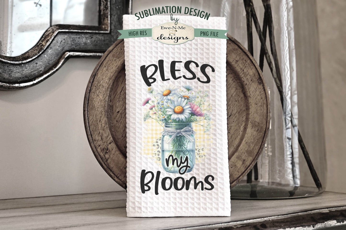 Assorted Flowers In Mason Jars - Bundle of 10 - Kitchen Towel Sublimation Designs
