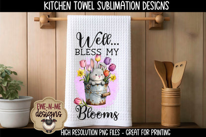 Easter Bunny & Flowers in Buckets - Bundle of 5 - Kitchen Towel Sublimation Designs