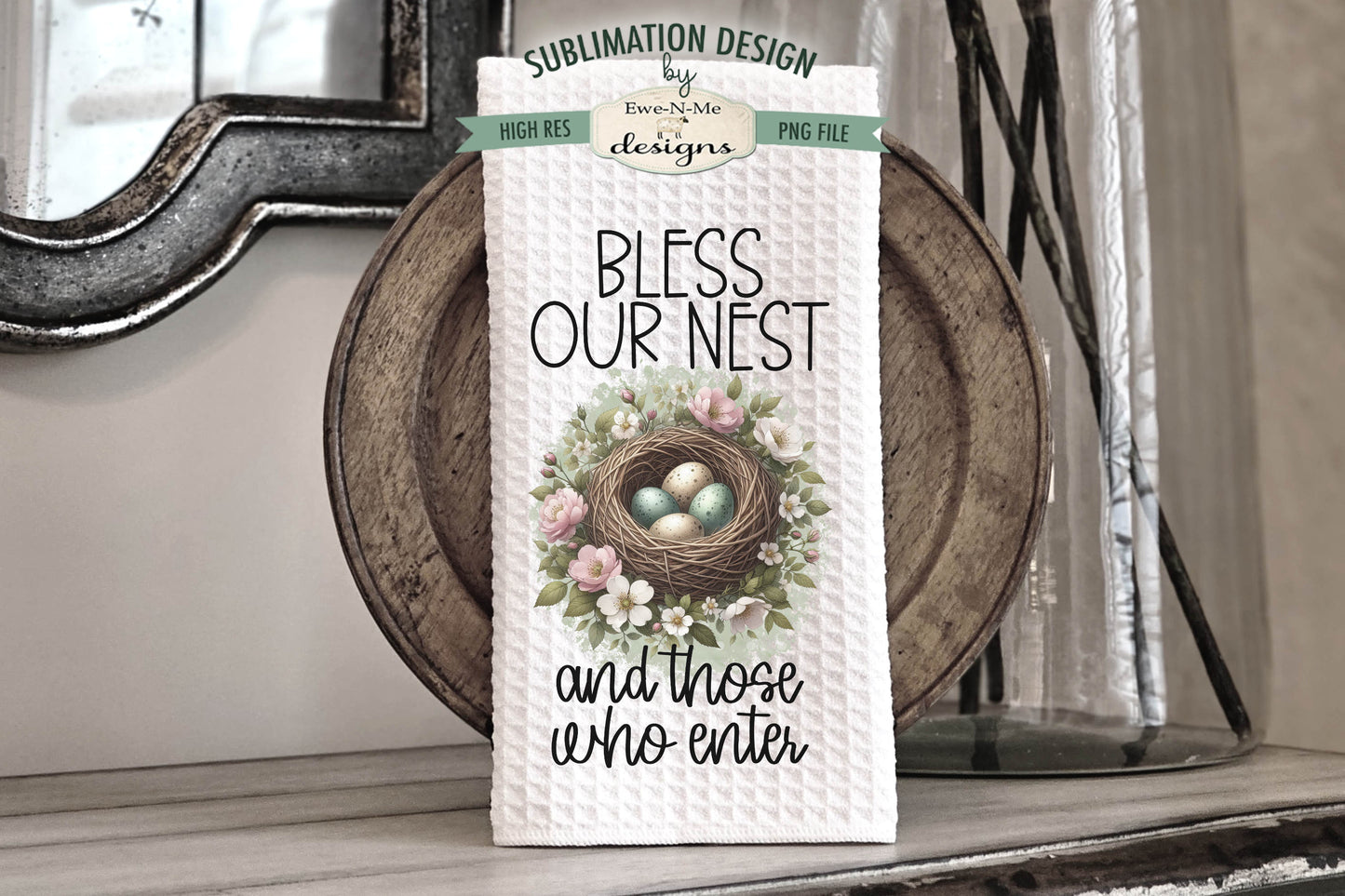 Spring Flowers and Bird Houses - Bundle of 5 - Kitchen Towel Sublimation Designs