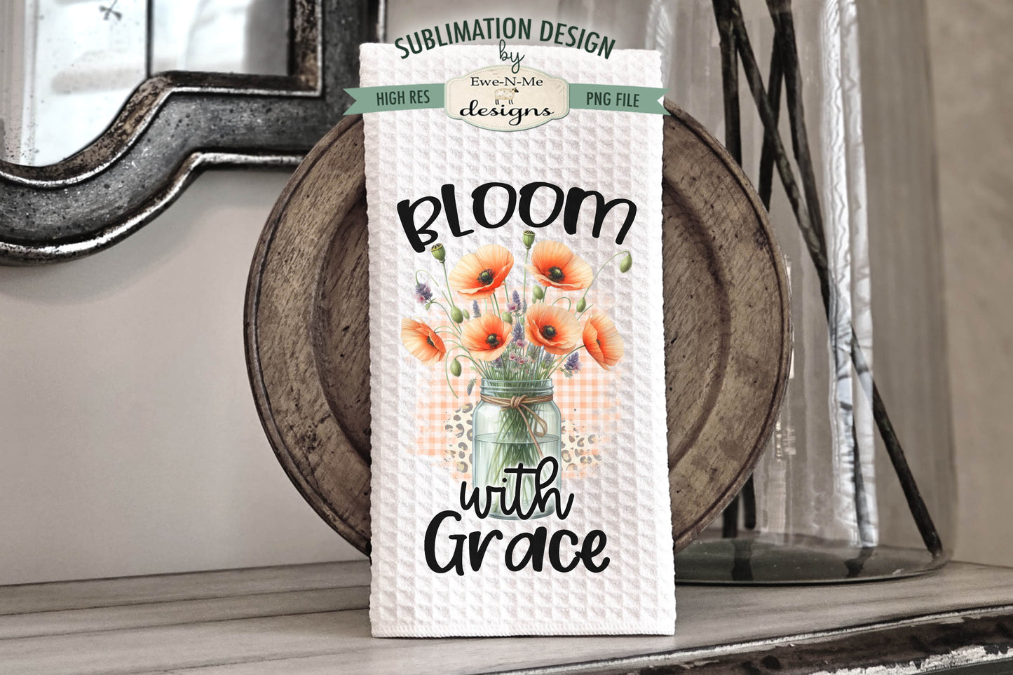 Assorted Flowers In Mason Jars - Bundle of 10 - Kitchen Towel Sublimation Designs