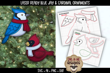 Blue Jay and Cardinal Ornament Duo | Laser Cut SVG File