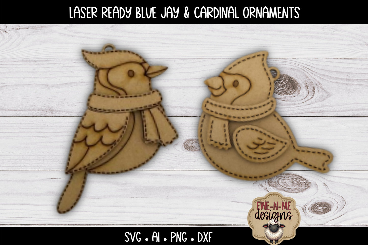 Blue Jay and Cardinal Ornament Duo | Laser Cut SVG File