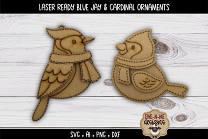 Blue Jay and Cardinal Ornament Duo | Laser Cut SVG File